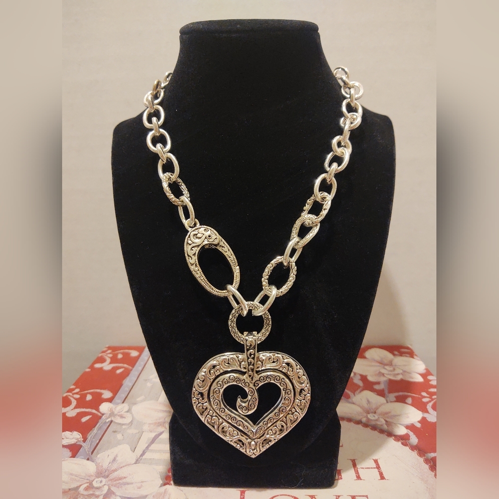 Double Heart Statement Necklace - image 1